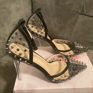 Bella Marie Black heeled studded pumps